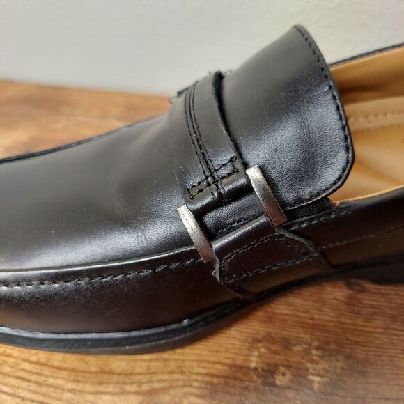 Men's Black Dress Shoes 8 M Croft & Barrow Slip On Oxfords Leather Square Toe - Picture 9 of 10